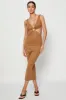 Brown Midi Dress Ribbed Cut Out sold by Ally Fashion