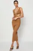 Brown Midi Dress Ribbed Cut Out sold by Ally Fashion