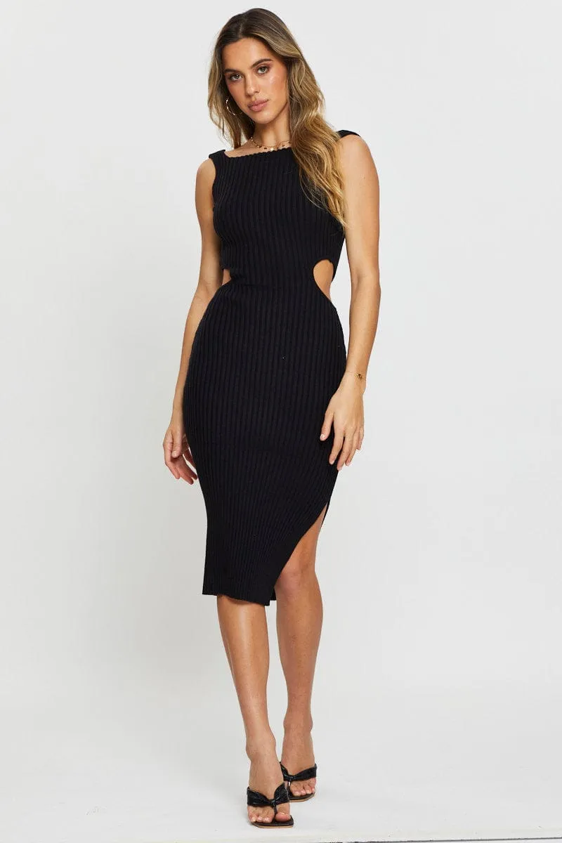 Black Knit Dress Midi sold by Ally Fashion product image thumbnail 3