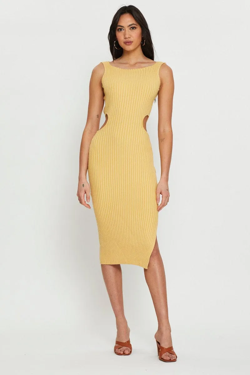 Orange Knit Dress Midi sold by Ally Fashion