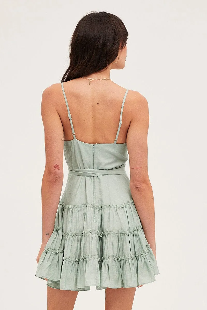 Green V Neck Frill Skater Dress sold by Ally Fashion product image thumbnail 5