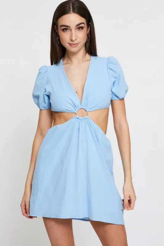Blue Mini Dress Short Sleeve sold by Ally Fashion