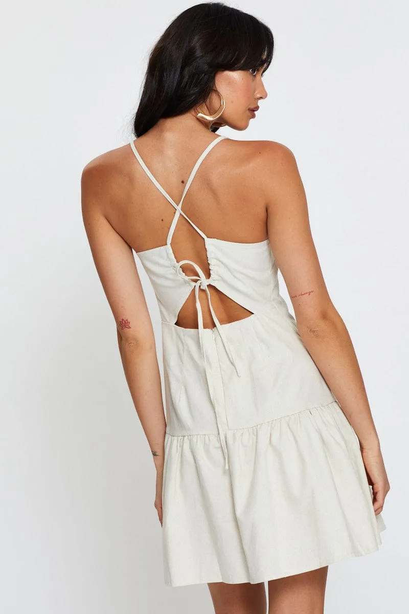 Beige A Line Dress Mini sold by Ally Fashion product image thumbnail 5