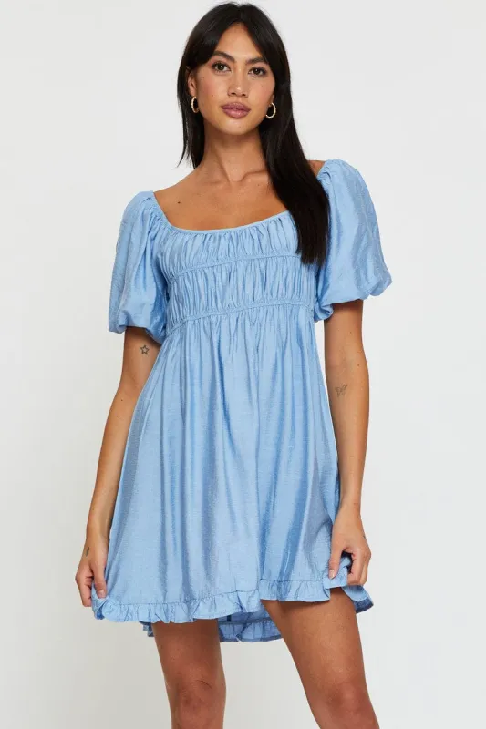 Blue Mini Dress Short Sleeve Evening sold by Ally Fashion