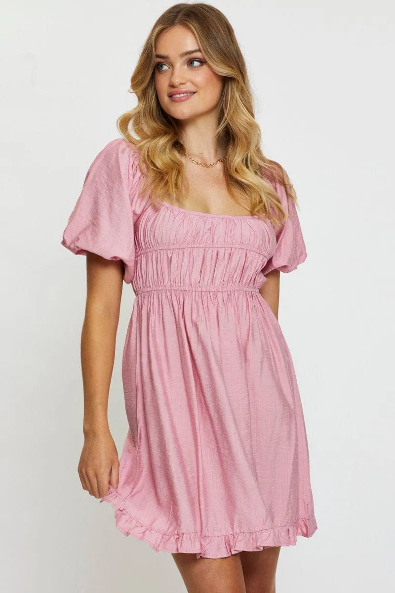 Pink Mini Dress Short Sleeve Evening sold by Ally Fashion