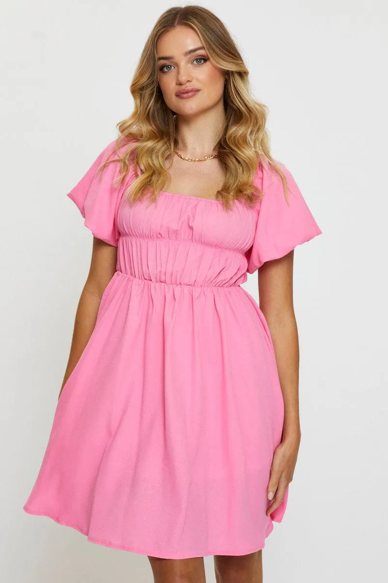 Pink Mini Dress Short Sleeve sold by Ally Fashion product image thumbnail 3