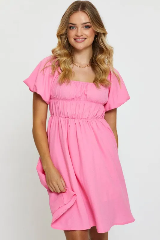 Pink Mini Dress Short Sleeve sold by Ally Fashion