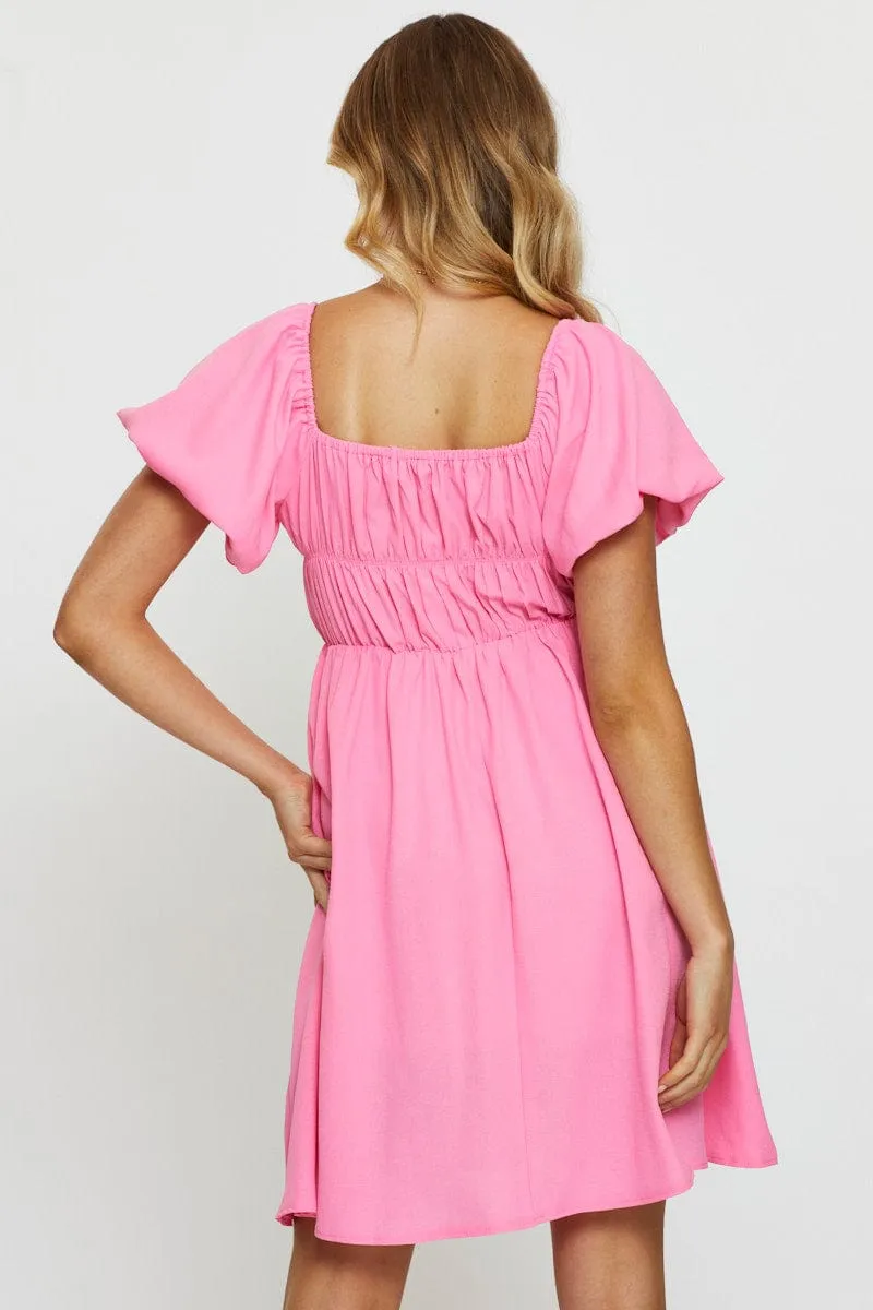 Pink Mini Dress Short Sleeve sold by Ally Fashion product image thumbnail 4