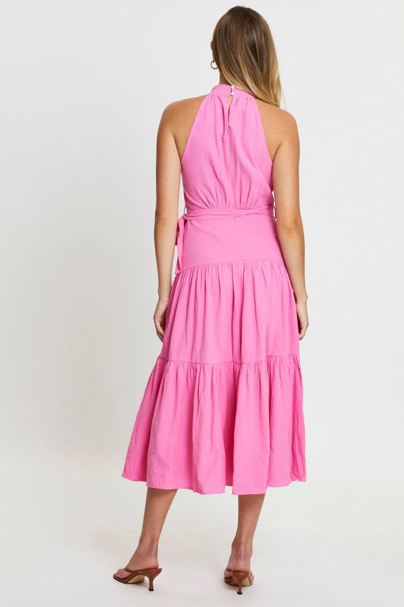 Pink Midi Dress Evening Linen sold by Ally Fashion product image thumbnail 5
