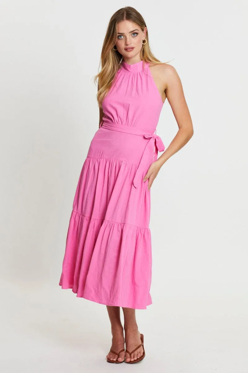 Pink Midi Dress Evening Linen sold by Ally Fashion product image thumbnail 3