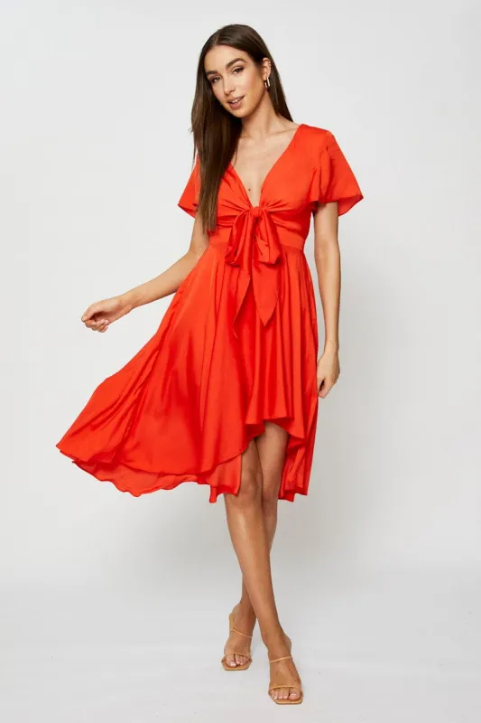 Red Midi Dress Short Sleeve sold by Ally Fashion