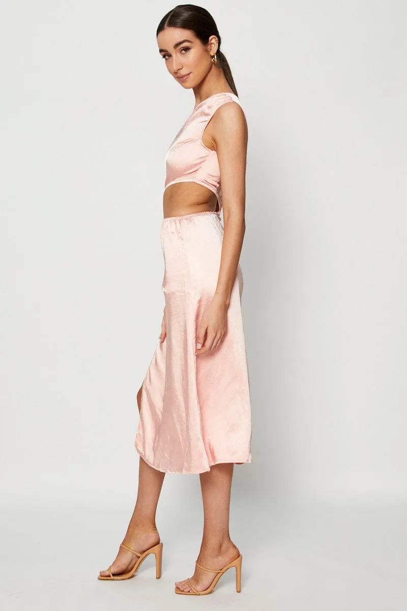 Pink Midi Dress Satin sold by Ally Fashion product image thumbnail 4