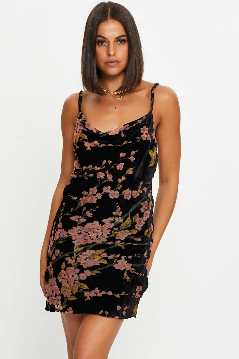 Print Burnout Slip Cowl Mini Dress sold by Ally Fashion product image thumbnail 3