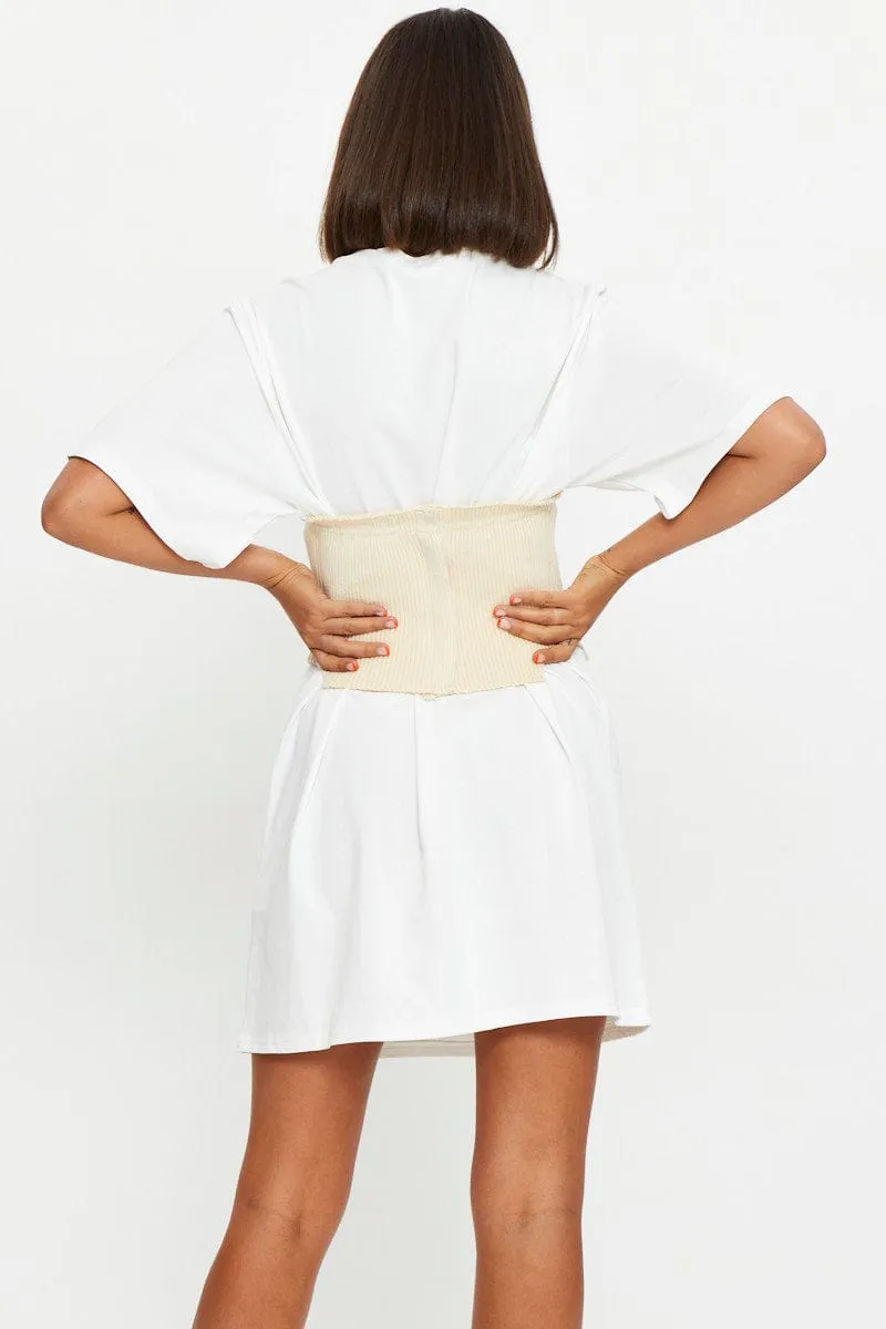 White Knitted Corset Belt And T Shirt Dress sold by Ally Fashion product image thumbnail 5