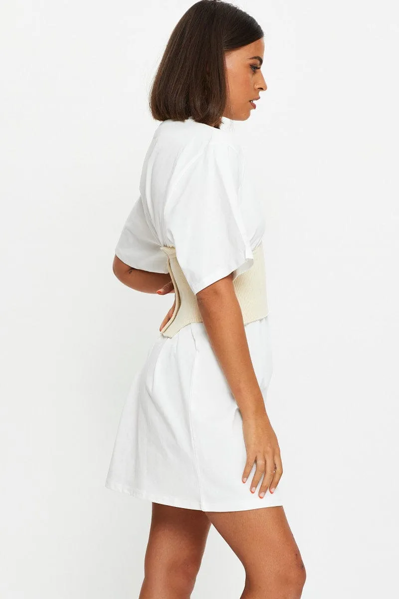 White Knitted Corset Belt And T Shirt Dress sold by Ally Fashion product image thumbnail 4