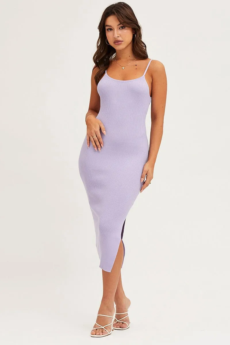 Purple Knit Dress Midi sold by Ally Fashion
