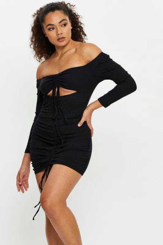 Black Drawstring Cut Out Dress sold by Ally Fashion