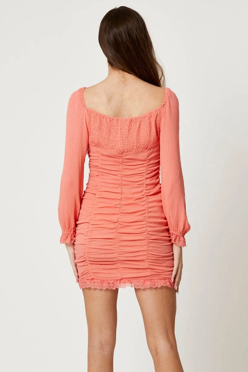 Pink Drawstring Ruched Dress sold by Ally Fashion product image thumbnail 4