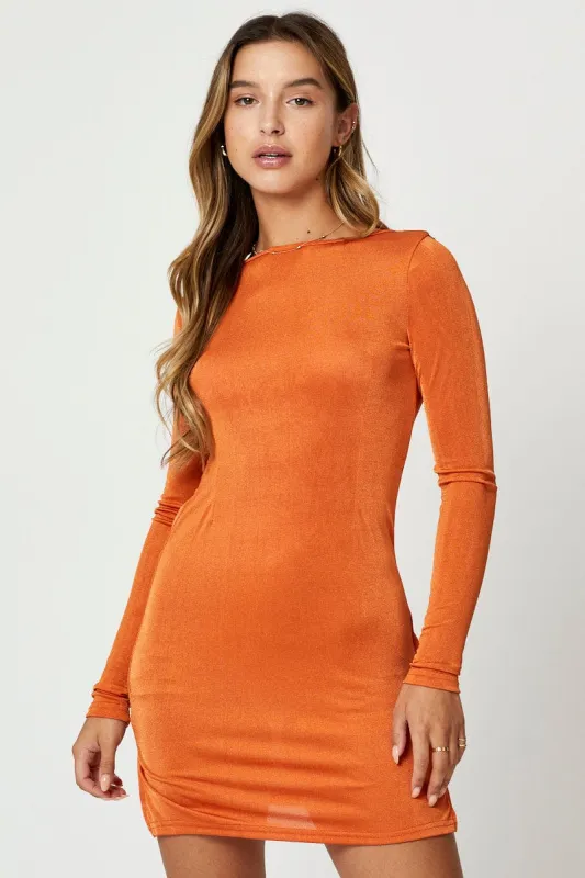 Orange Slinky Jersey Bodycon Dress sold by Ally Fashion