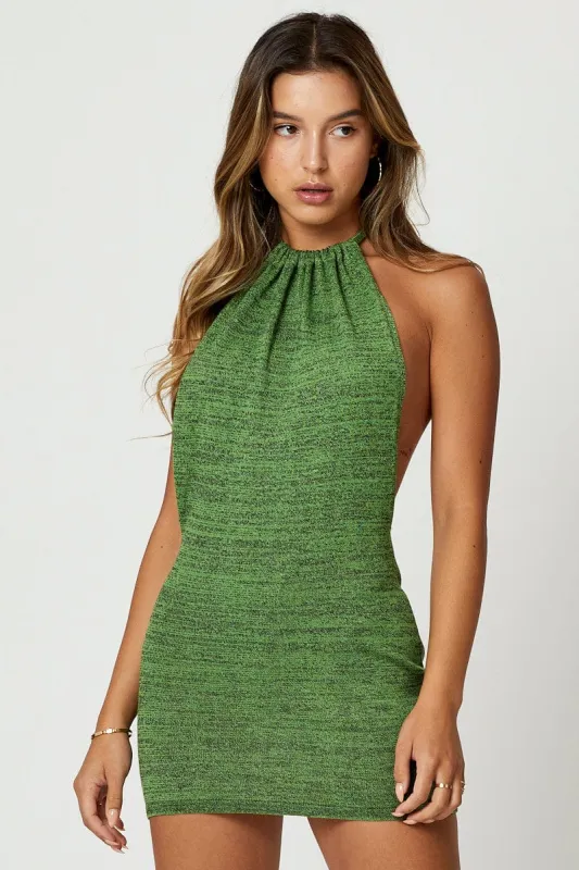 Green Mini Dress Halter Neck sold by Ally Fashion
