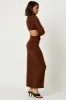 Brown Knot Front Cut Out Dress sold by Ally Fashion