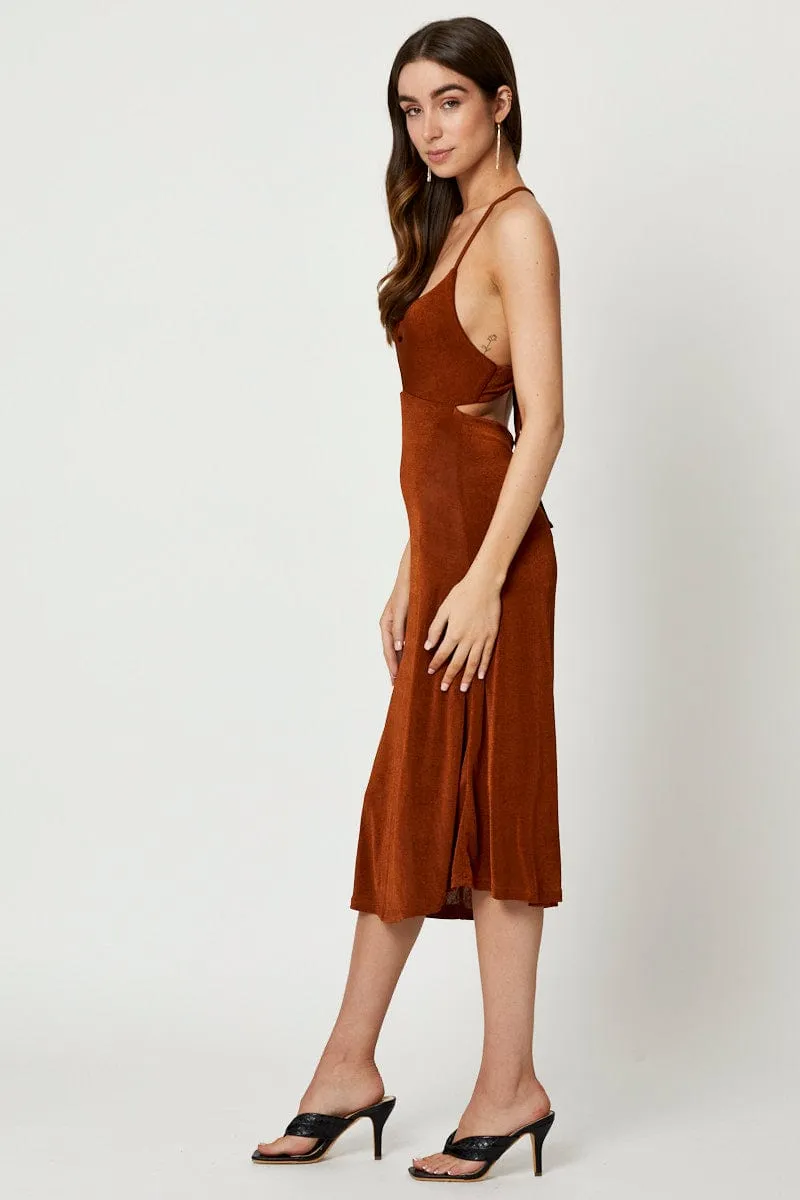 Brown Cut Out Slip Dress sold by Ally Fashion product image thumbnail 4