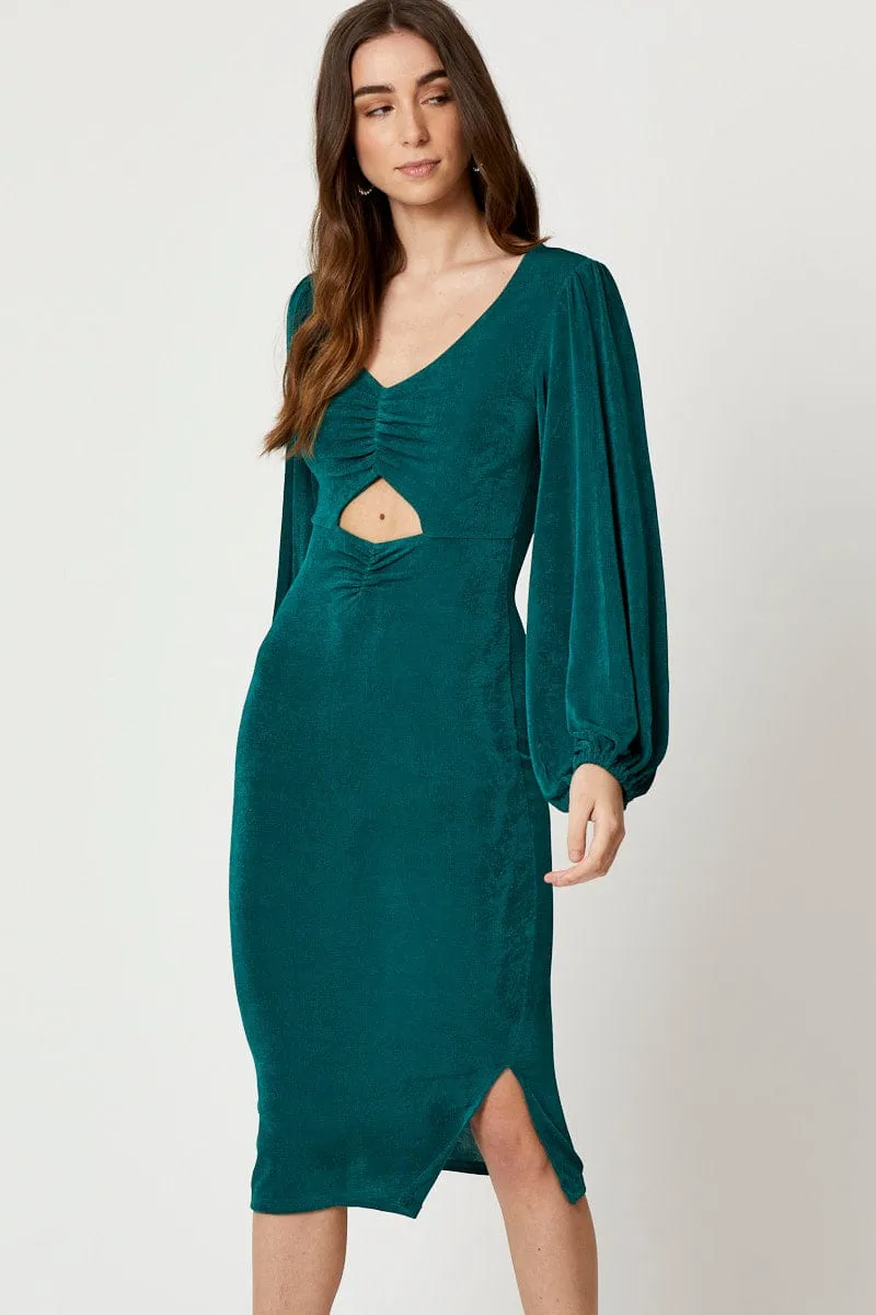 Green Slinky Jersey Cut Out Dress sold by Ally Fashion product image thumbnail 2