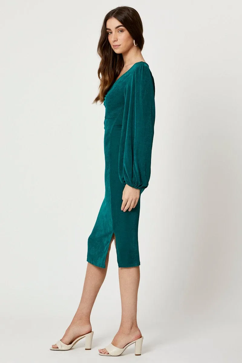 Green Slinky Jersey Cut Out Dress sold by Ally Fashion product image thumbnail 3