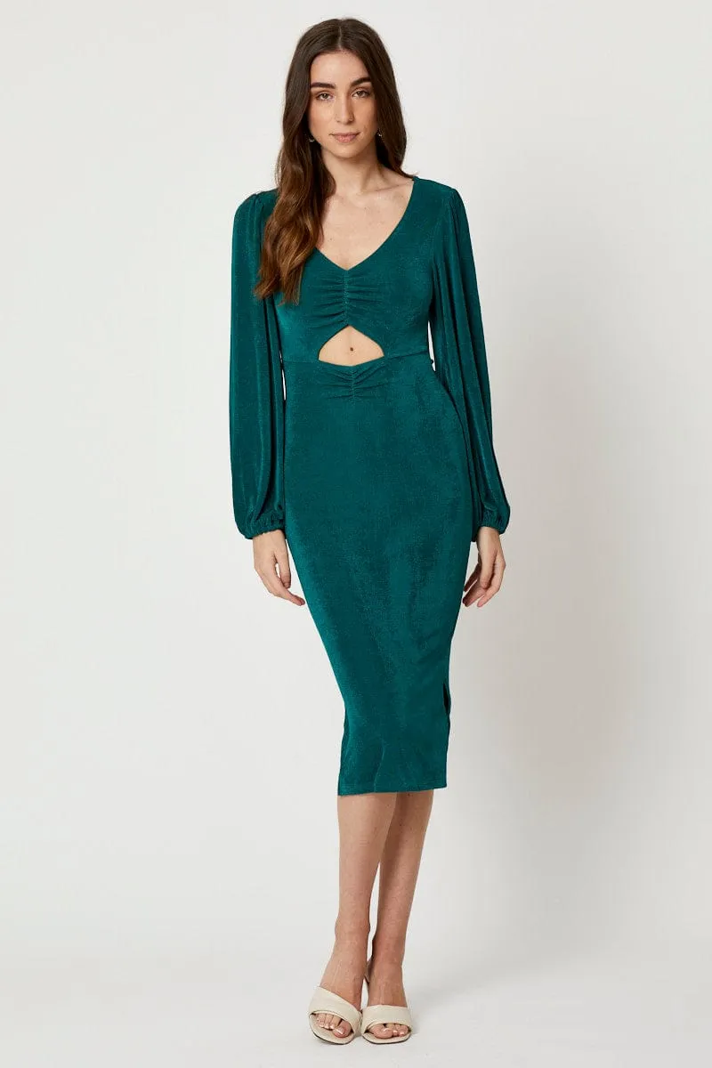 Green Slinky Jersey Cut Out Dress sold by Ally Fashion