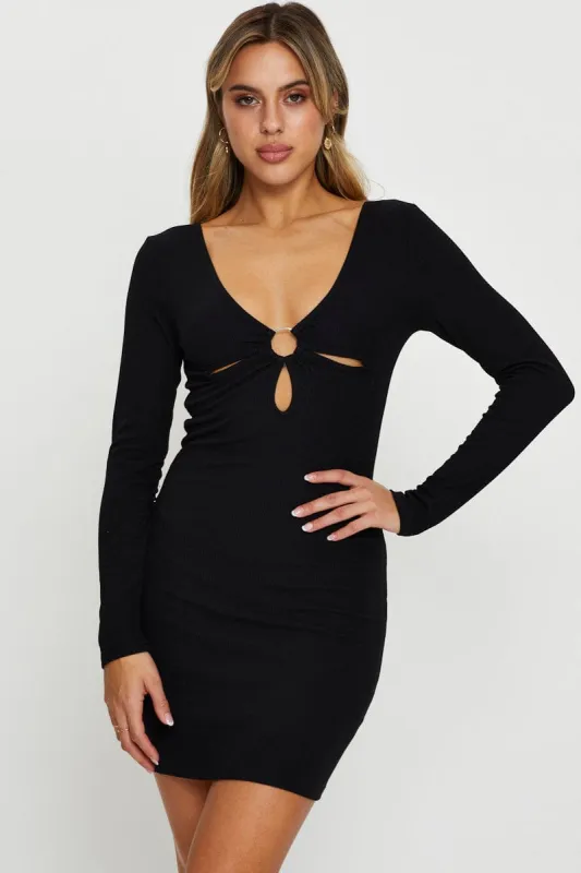 Black Cut Out Detail Mini Dress sold by Ally Fashion
