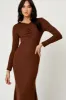 Brown Gathered Front Midi Dress sold by Ally Fashion