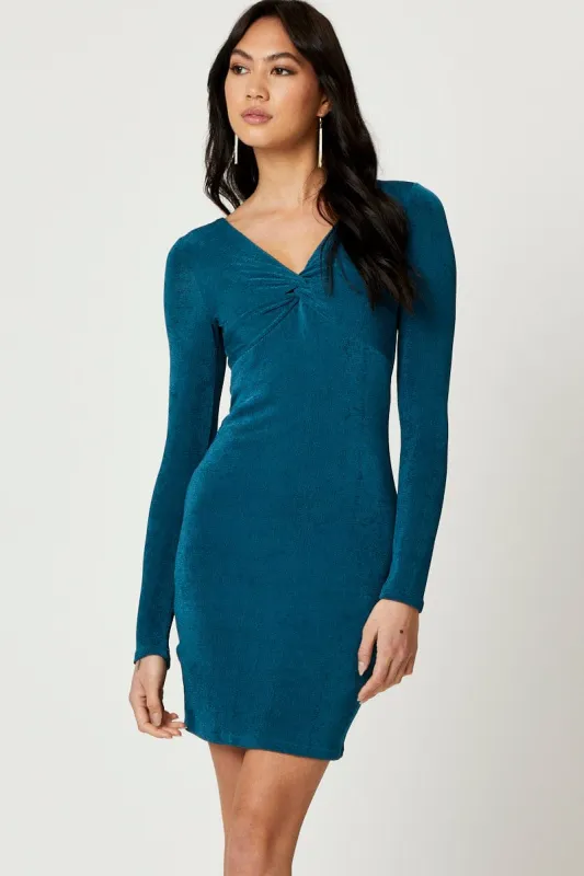 Blue Slinky Jersey Twist Front Dress sold by Ally Fashion