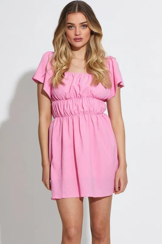 Pink Mini Dress Short Sleeve sold by Ally Fashion
