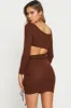 Brown Midi Dress Long Sleeve sold by Ally Fashion