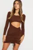 Brown Midi Dress Long Sleeve sold by Ally Fashion