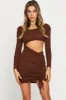 Brown Midi Dress Long Sleeve sold by Ally Fashion