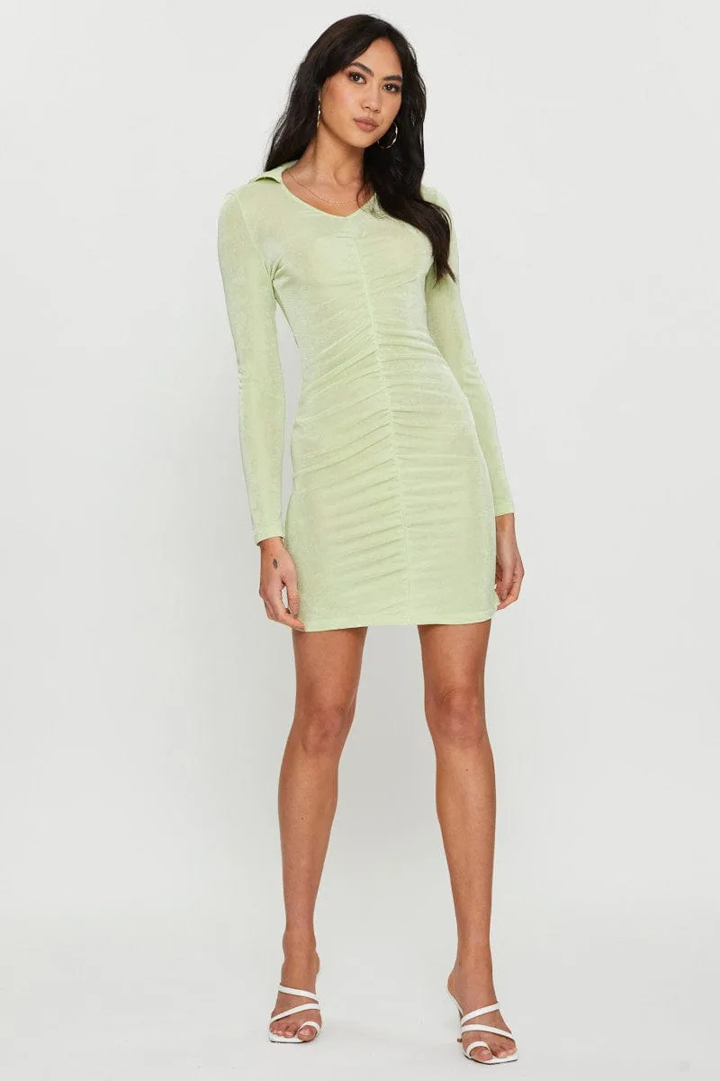 Green Mini Dress Long Sleeve sold by Ally Fashion product image thumbnail 2