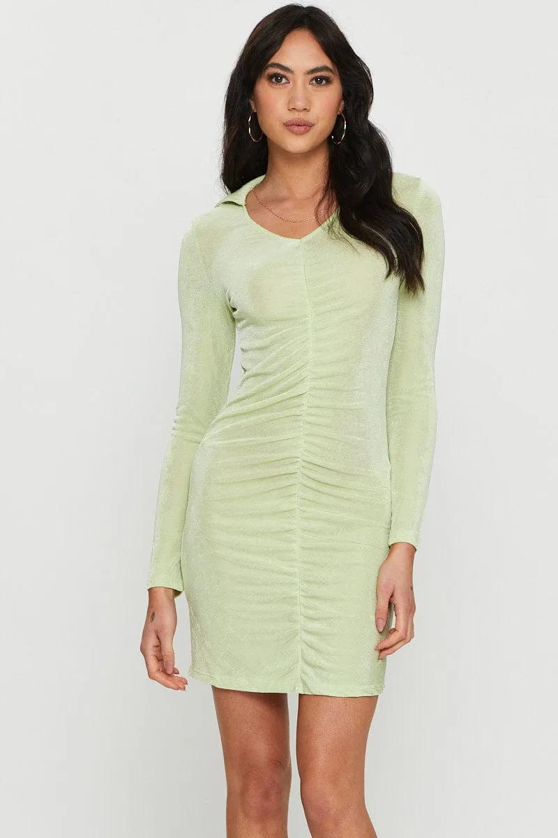 Green Mini Dress Long Sleeve sold by Ally Fashion