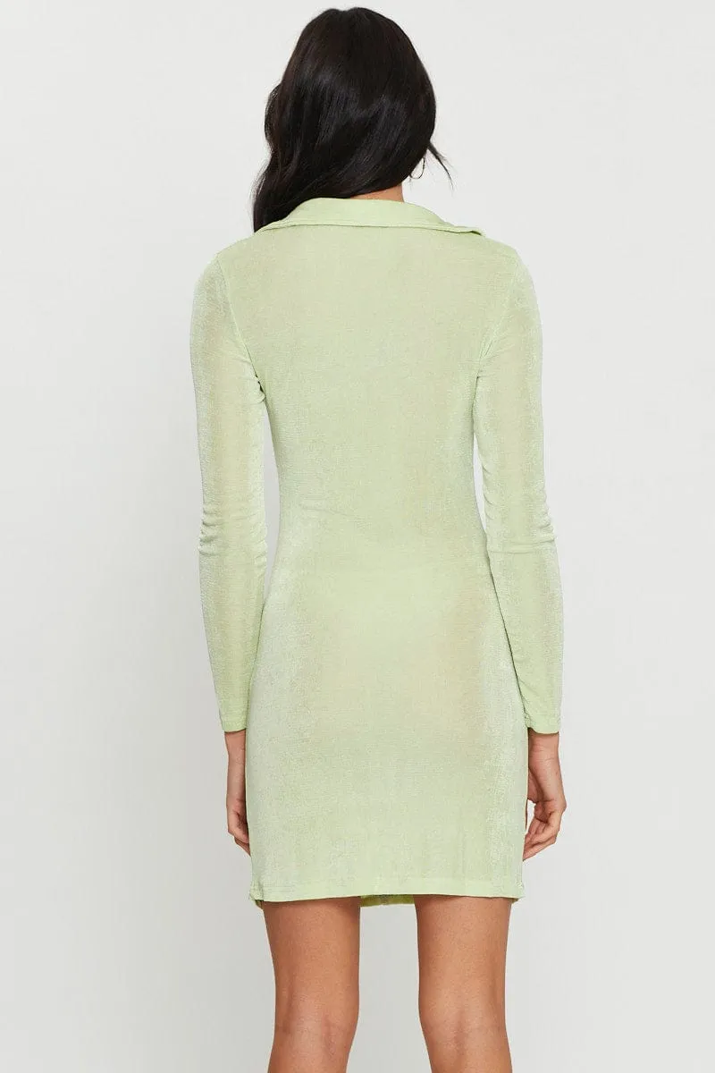 Green Mini Dress Long Sleeve sold by Ally Fashion product image thumbnail 4