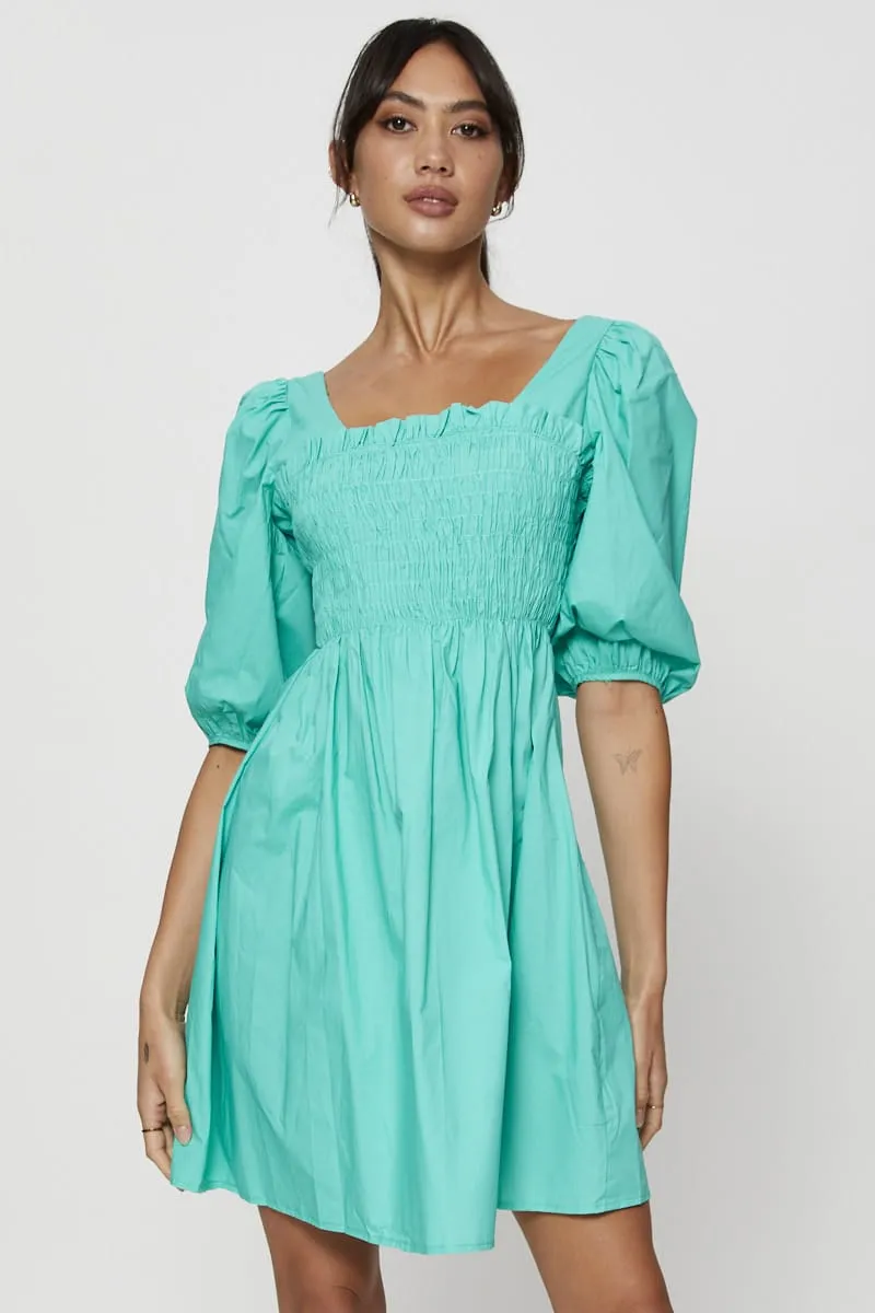 Green Mini Dress Short Sleeve Evening sold by Ally Fashion