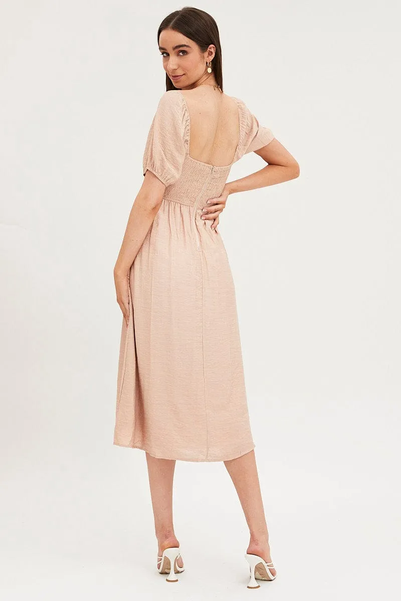 Beige Midi Dress Evening Square Neck sold by Ally Fashion product image thumbnail 5