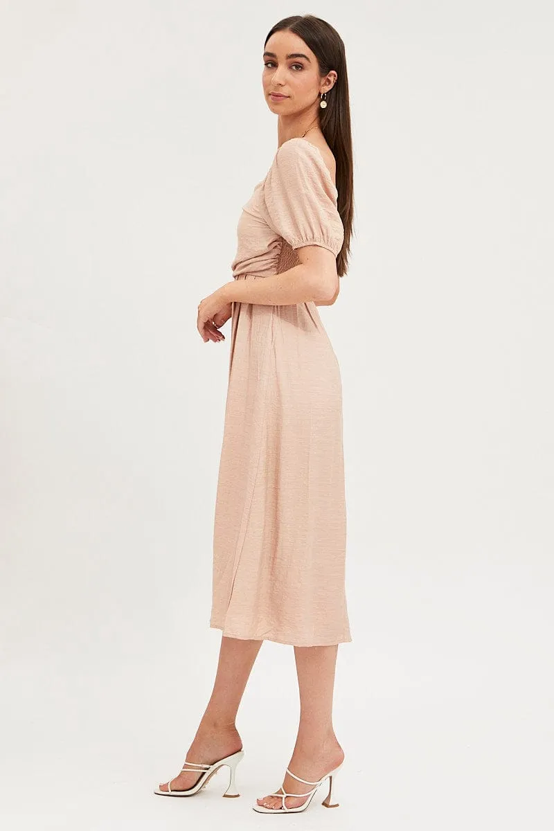 Beige Midi Dress Evening Square Neck sold by Ally Fashion product image thumbnail 4
