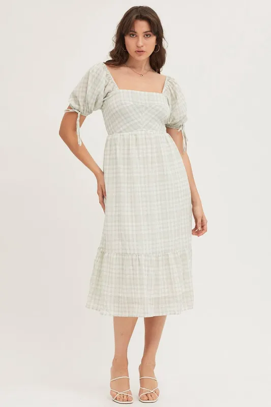Check Midi Dress Short Sleeve Evening sold by Ally Fashion