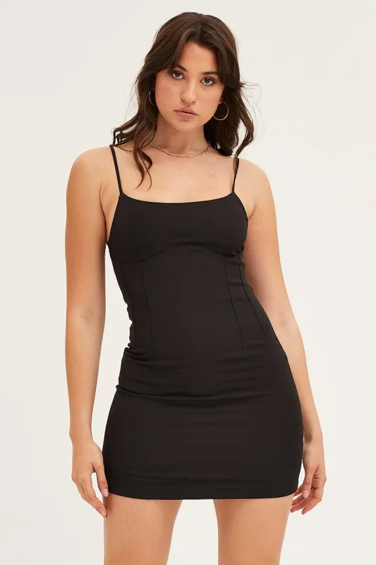 Black Mini Dress Cotton Sateen sold by Ally Fashion