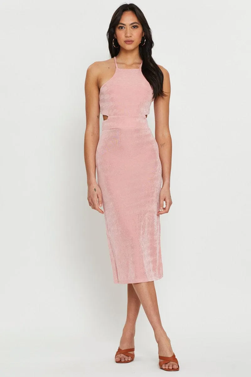 Pink Midi Dress Cut Out sold by Ally Fashion