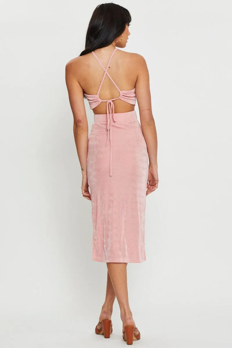 Pink Midi Dress Cut Out sold by Ally Fashion product image thumbnail 5