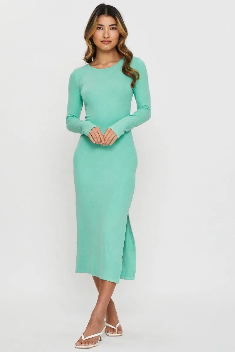 Green Midi Dress Long Sleeve sold by Ally Fashion