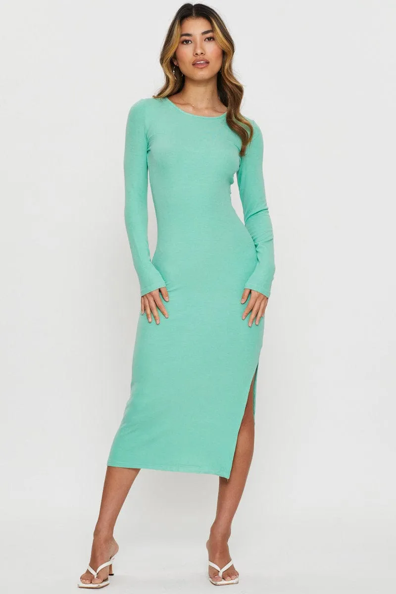 Green Midi Dress Long Sleeve sold by Ally Fashion product image thumbnail 3