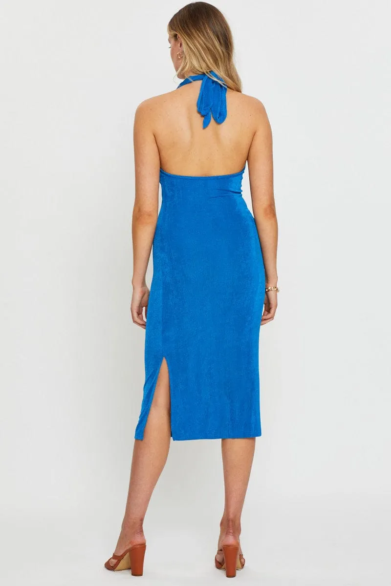 Blue Midi Dress Halter Neck sold by Ally Fashion product image thumbnail 4