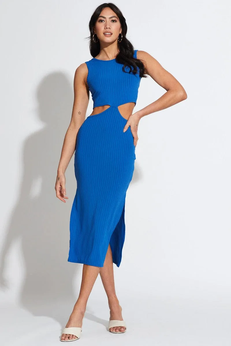 Blue Midi Dress Knot Front sold by Ally Fashion